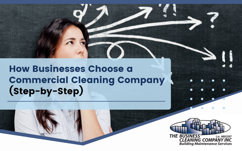 a woman looking confused and wondering how to make the decision how to choose a commercial cleaning company for her business